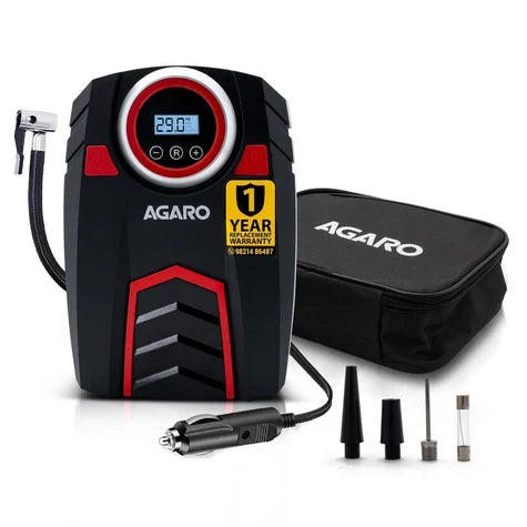 Marvel Tyre inflator, for Cars, 12V, Upto 150 PSI, 120 W Powerful Motor, Up to 3M Long Cable, Digital Display, Multiple Nozzles