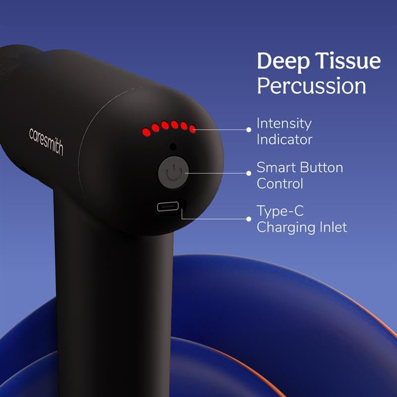 Massager Gun For Full Body Massager [4 Headsl] 6 Speed Mode Massager for Full Body Pain Relief, Muscle Relaxation of Neck, Shoulder, Back, Foot for Men & Women, Black.  (8)8 total reviews