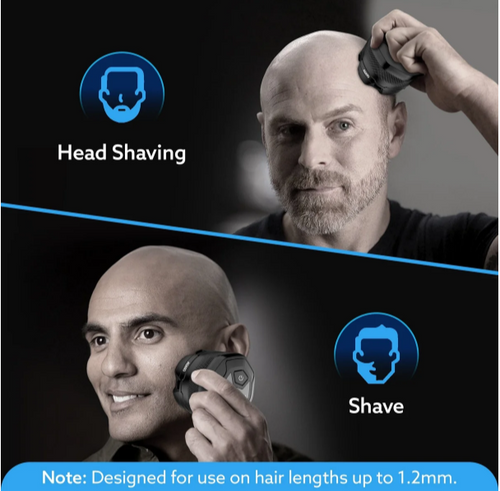 HS7979 Head Shaver, for Bald Men, 6 Flexible Heads, Wet/Dry Head Shaver, Rechargeable, IPX7 Waterproof, Detachable Heads